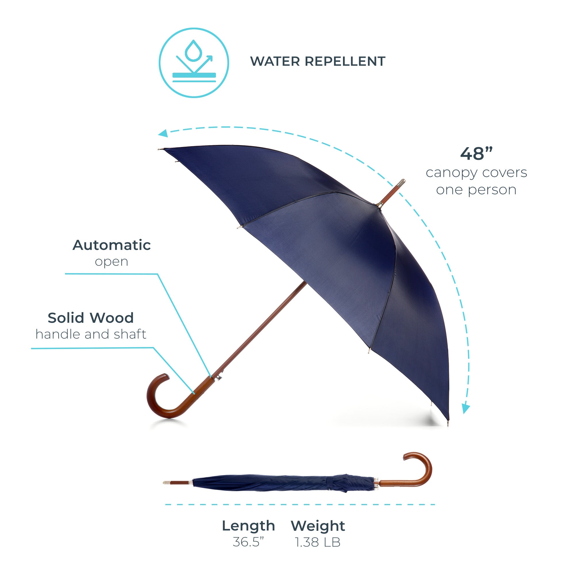 Classic Solid Wood Stick Umbrella - Image 16